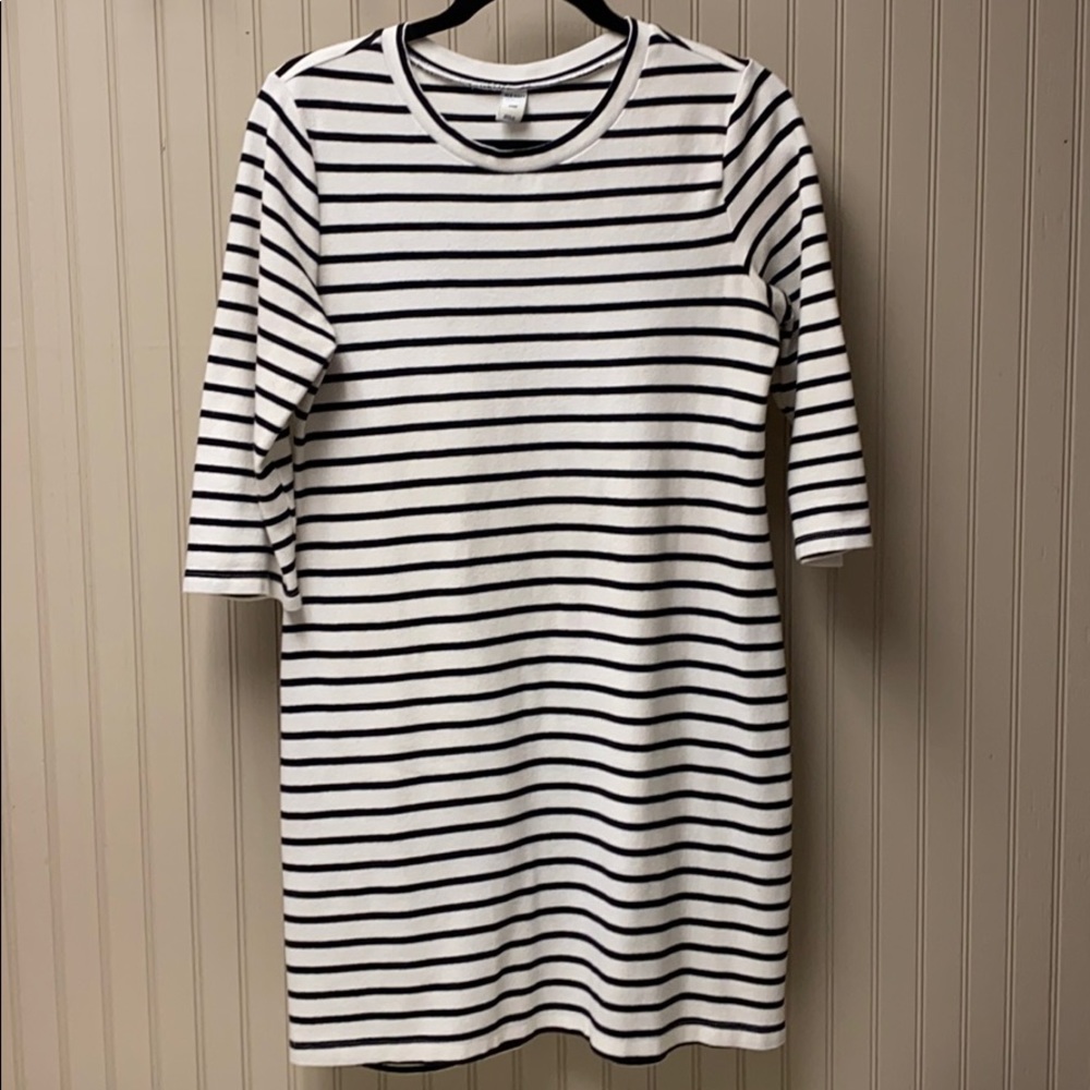 Black & white striped shirt dress, size small